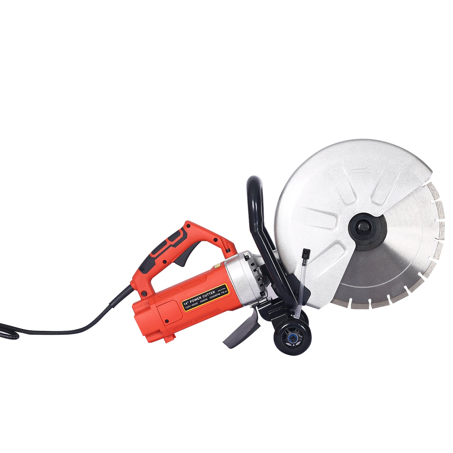 Red inch power cutter with diamond blade for concrete and asphalt