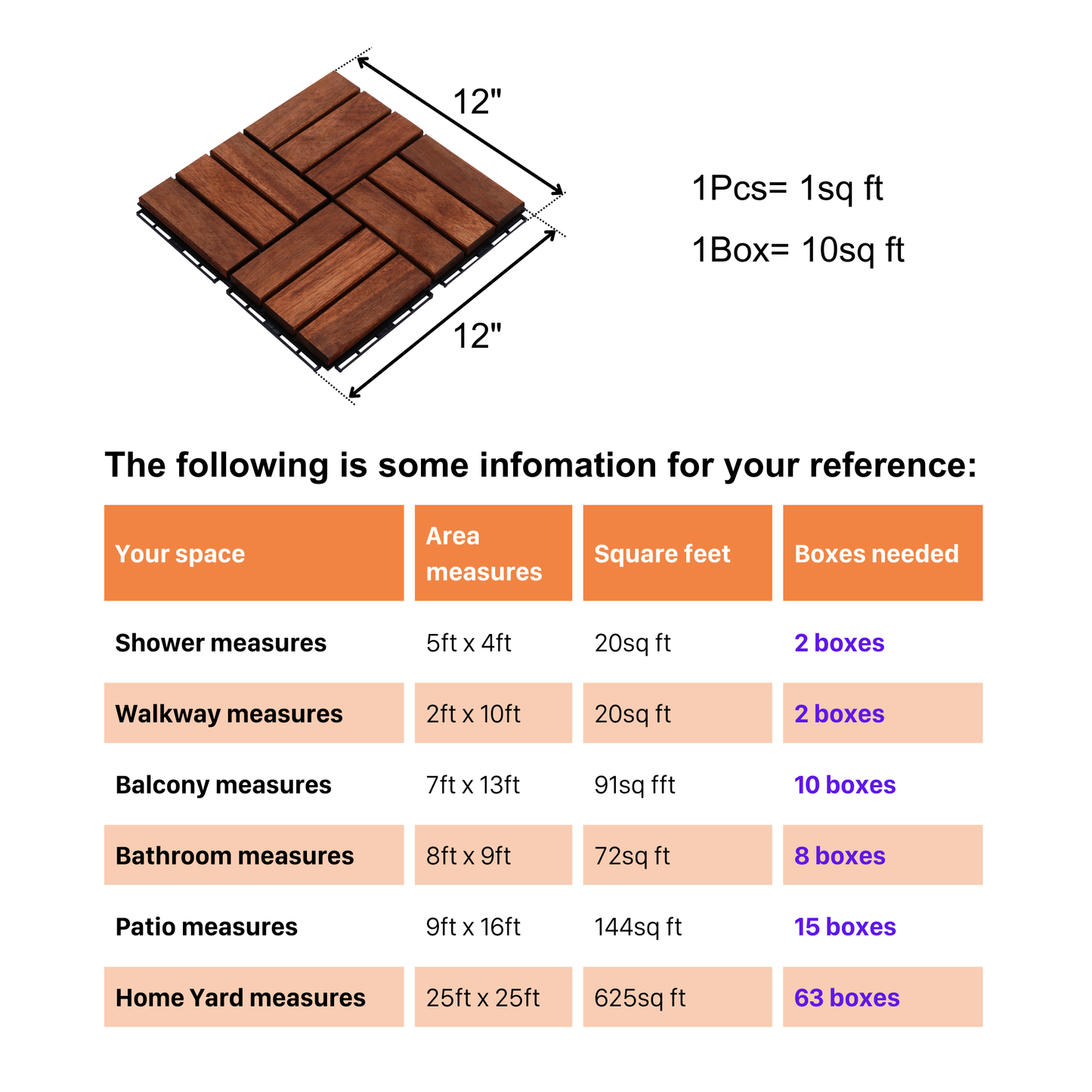 inch square wood deck tiles with interlocking base for easy outdoor flooring installation