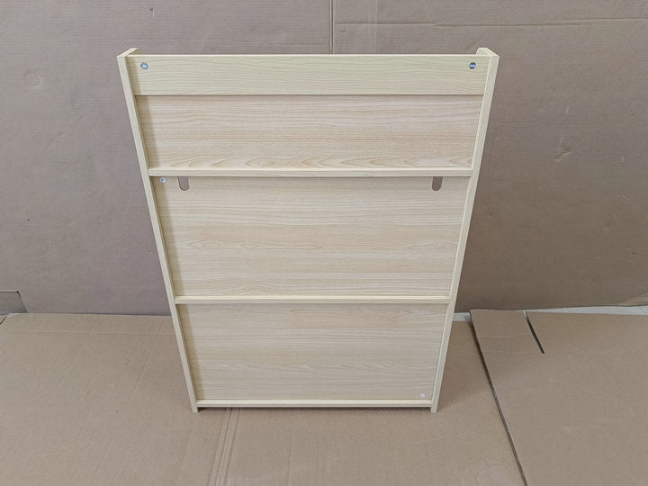 Light wood wall mounted shelf with three tiers for home organization