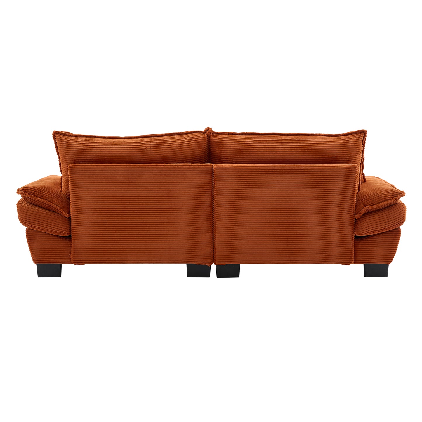 Orange corduroy sofa with plush cushions modern living room furniture
