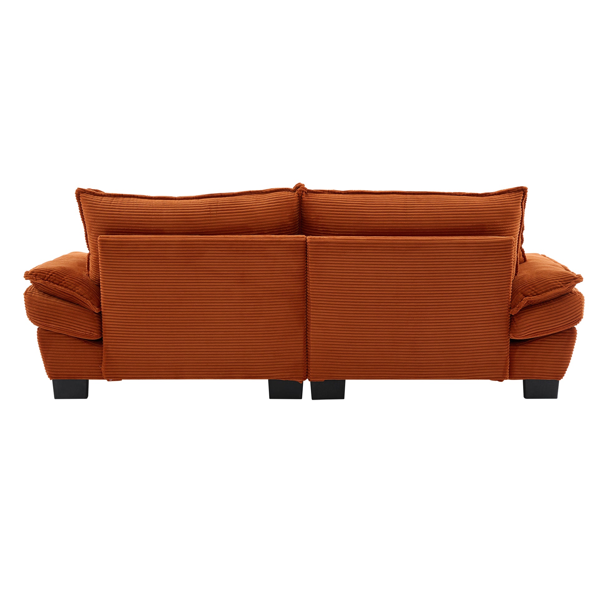 Orange corduroy sofa with plush cushions modern living room furniture
