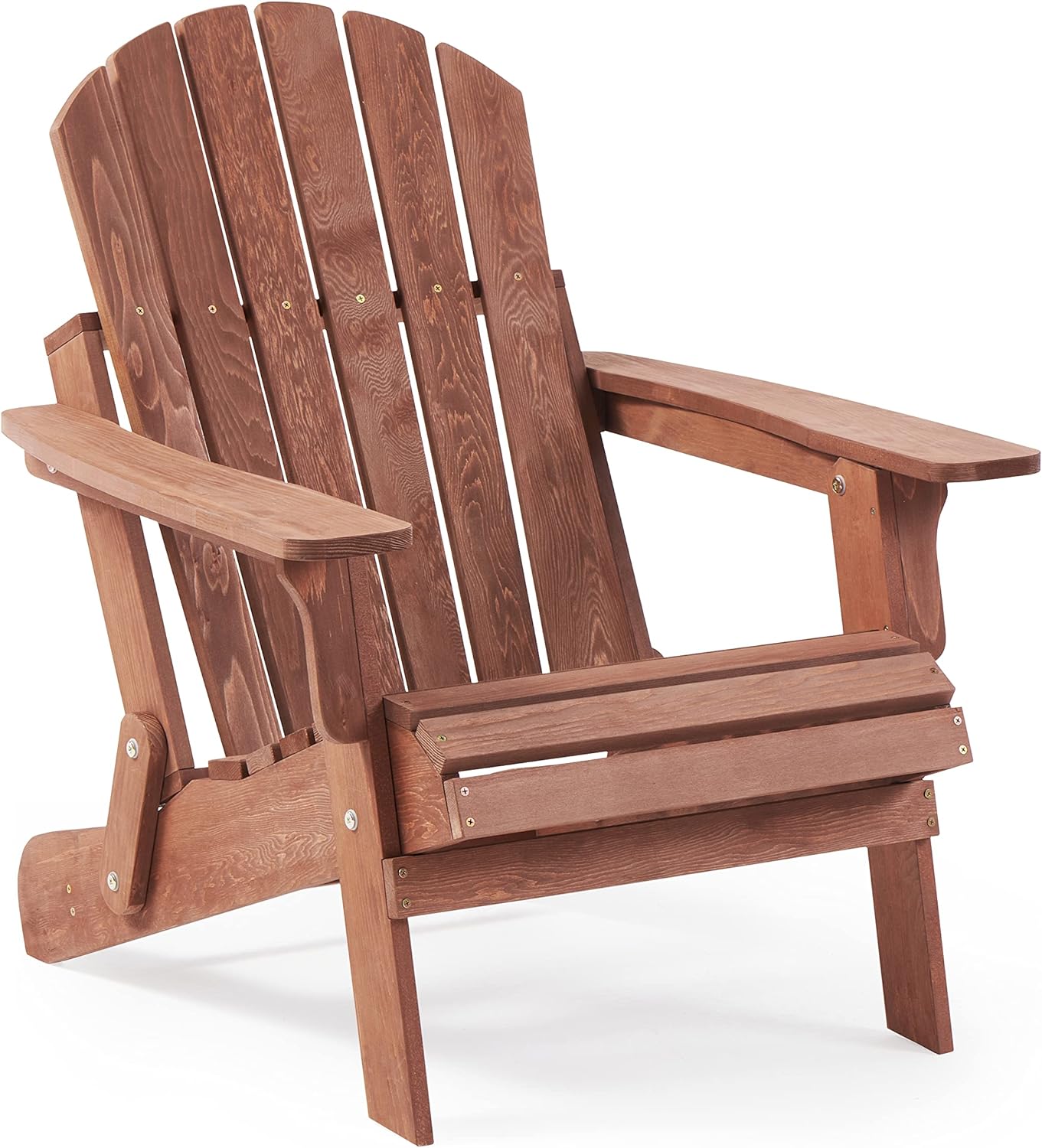 Wooden Adirondack chair in rustic brown finish for outdoor seating