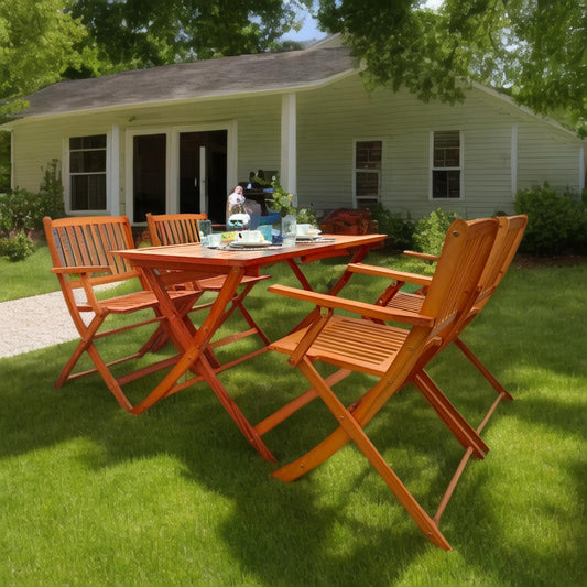 Outdoor Acacia wood patio dining set with chairs and table