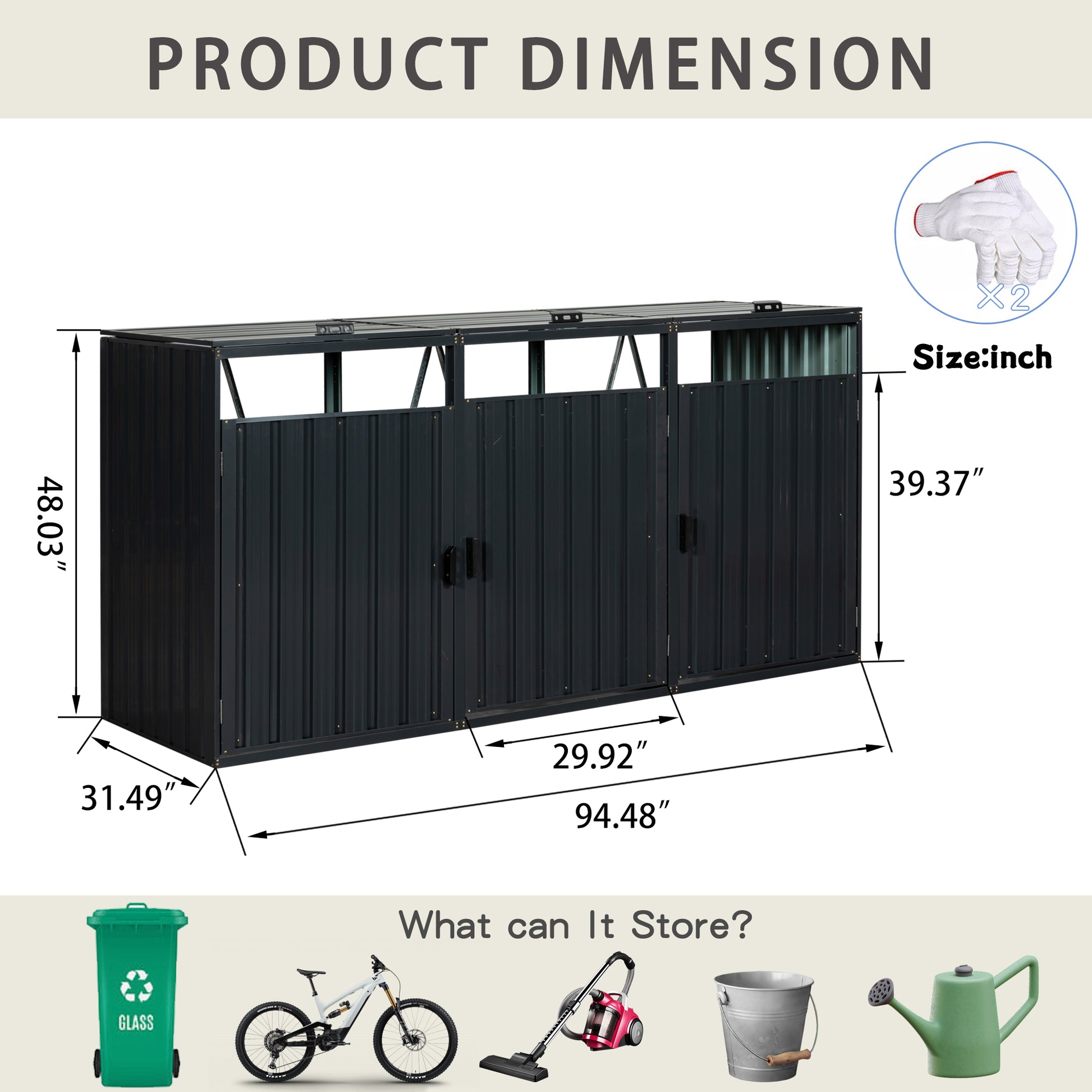 Black metal storage shed with double doors and dimensions  x  x  for outdoor organization