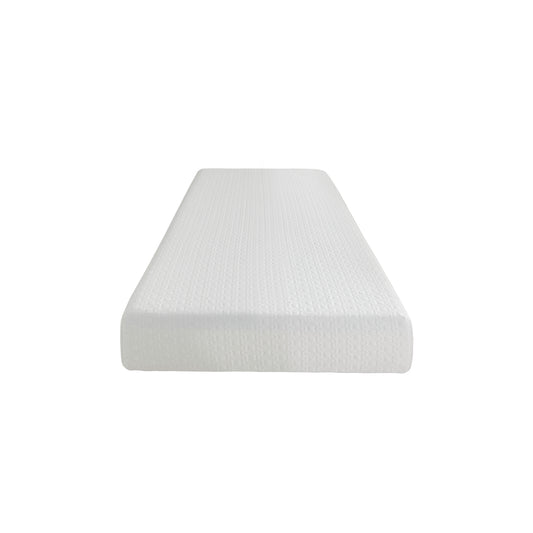 White quilted memory foam mattress on a white background