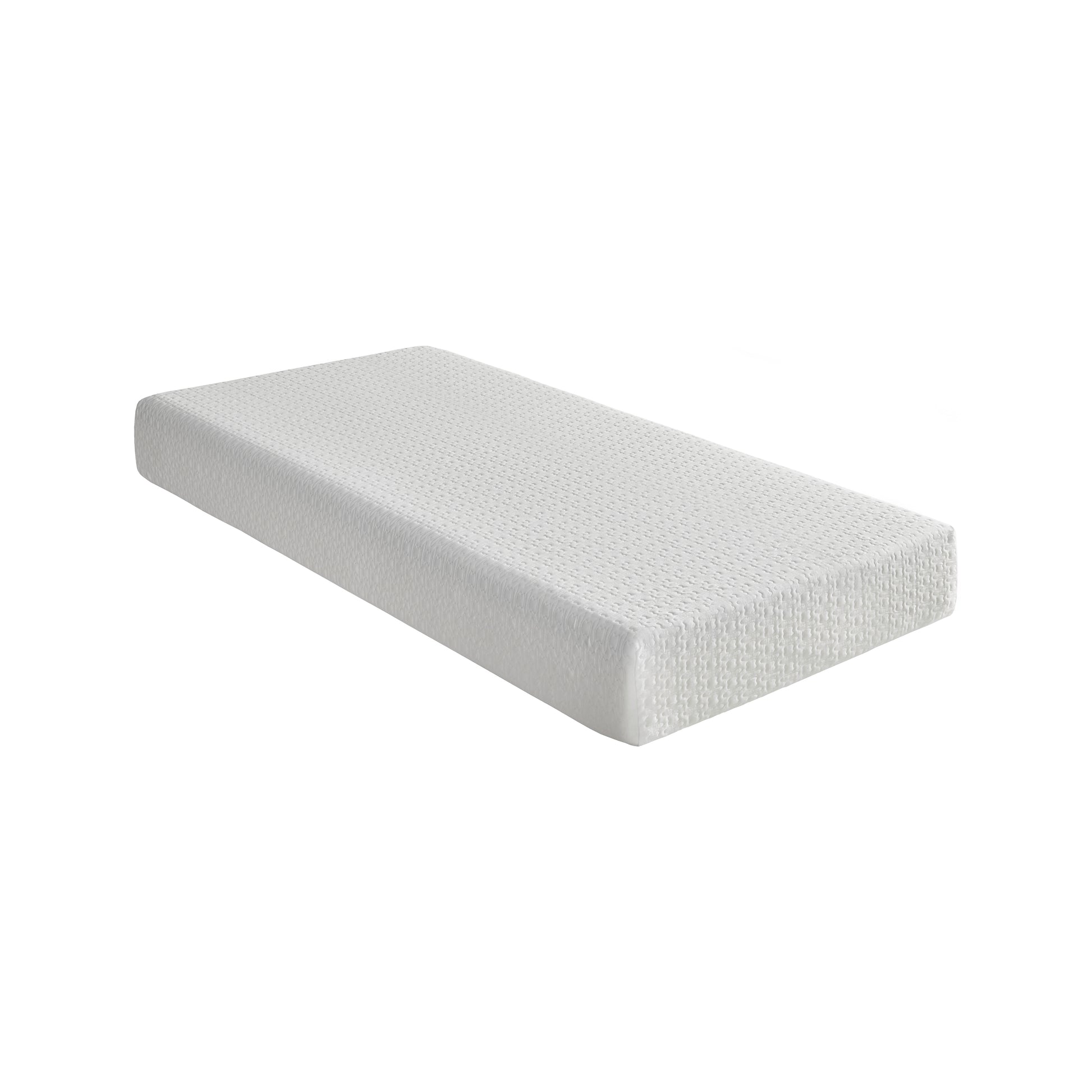 White textured memory foam mattress plush and supportive for ultimate sleep comfort