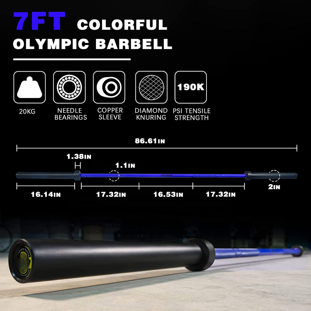 ft colorful Olympic barbell with kg weight needle bearings and diamond knurling