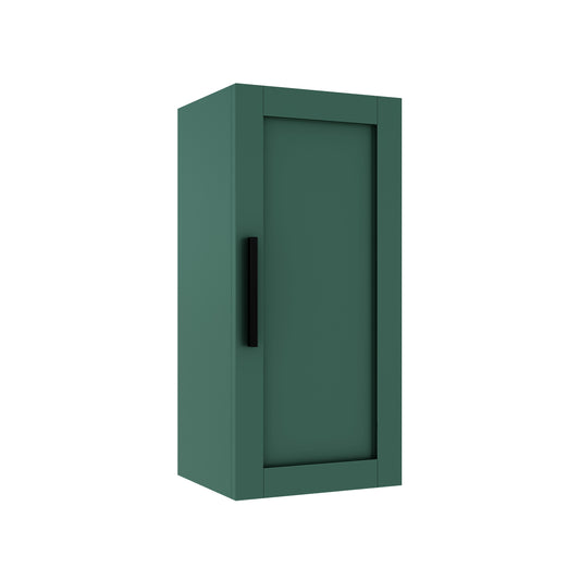 Modern deep green shaker cabinet with black bar pull clean design