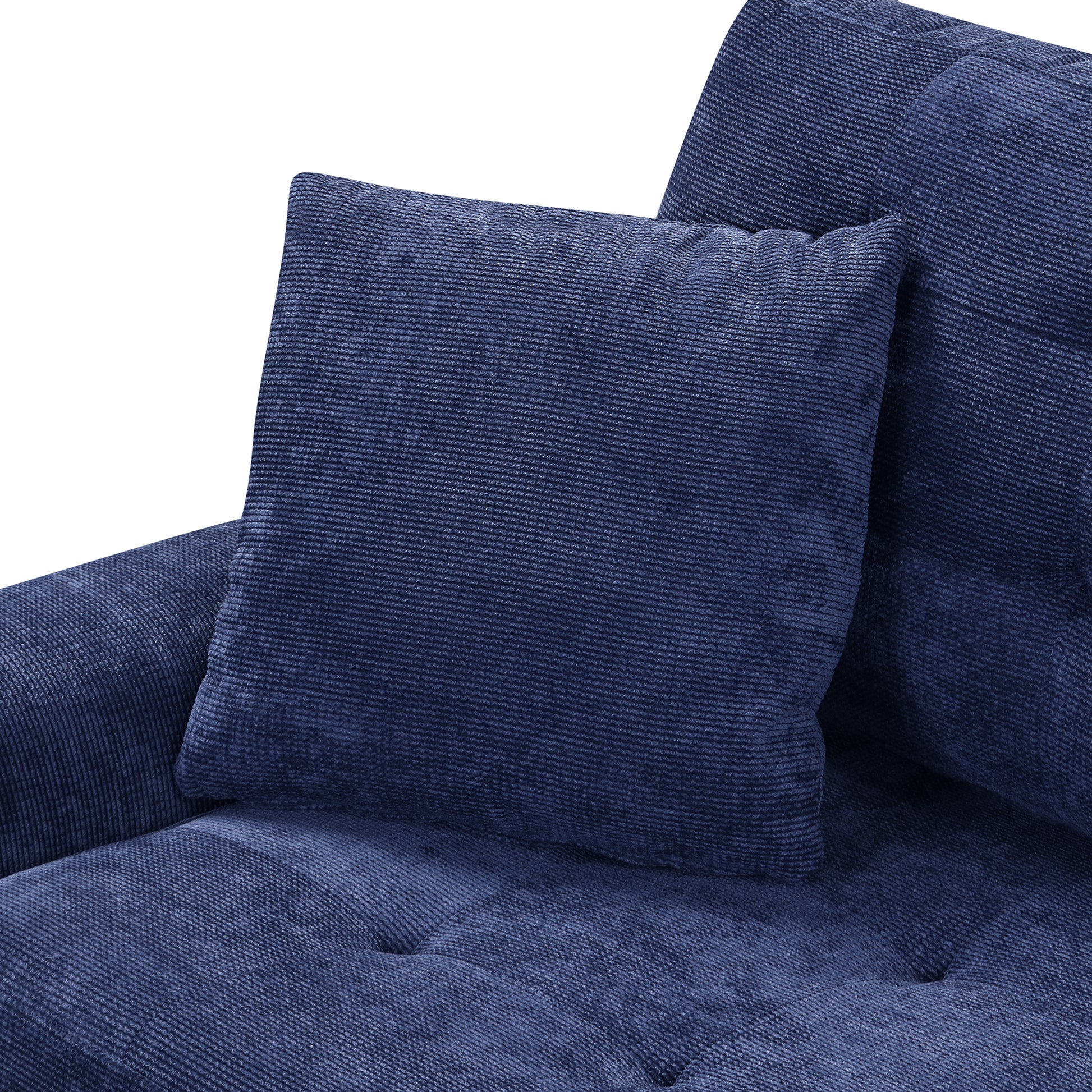 Dark blue corduroy throw pillow with textured fabric for sofa comfort