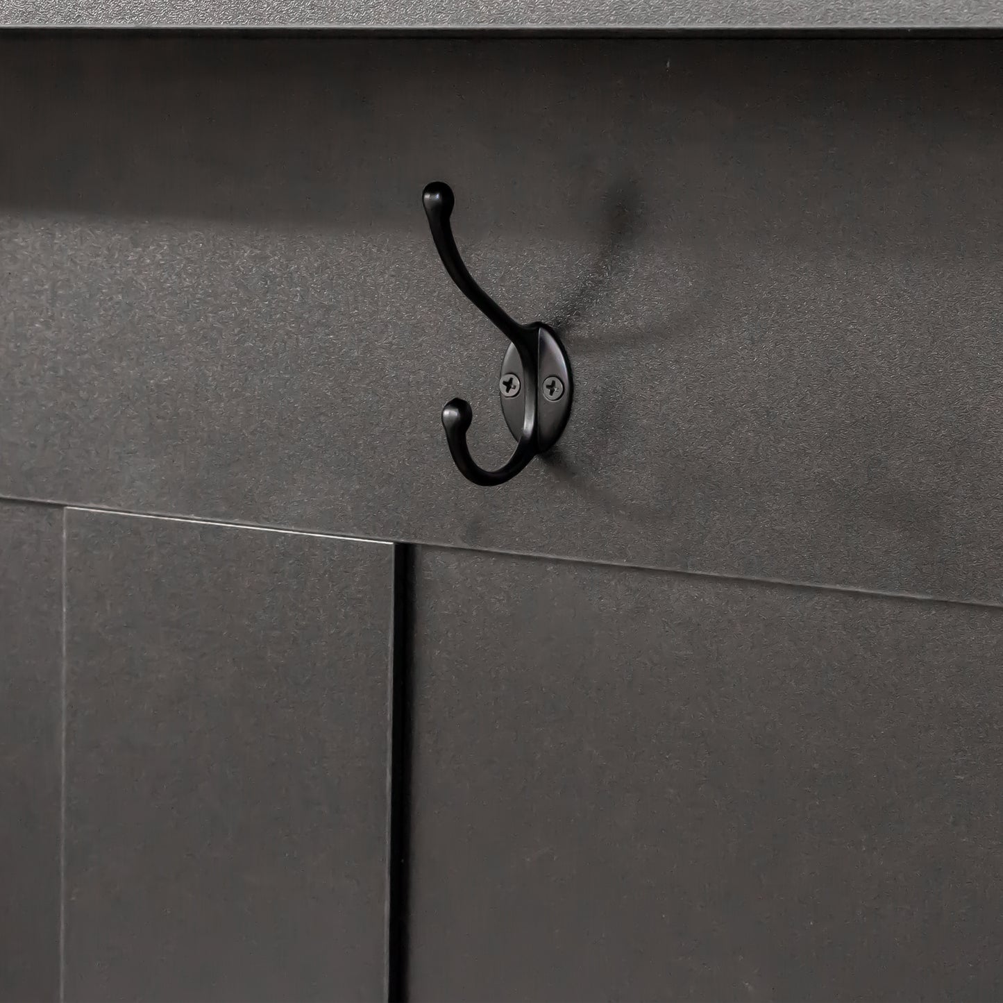 Black double coat hook with vintage design for entryway organization