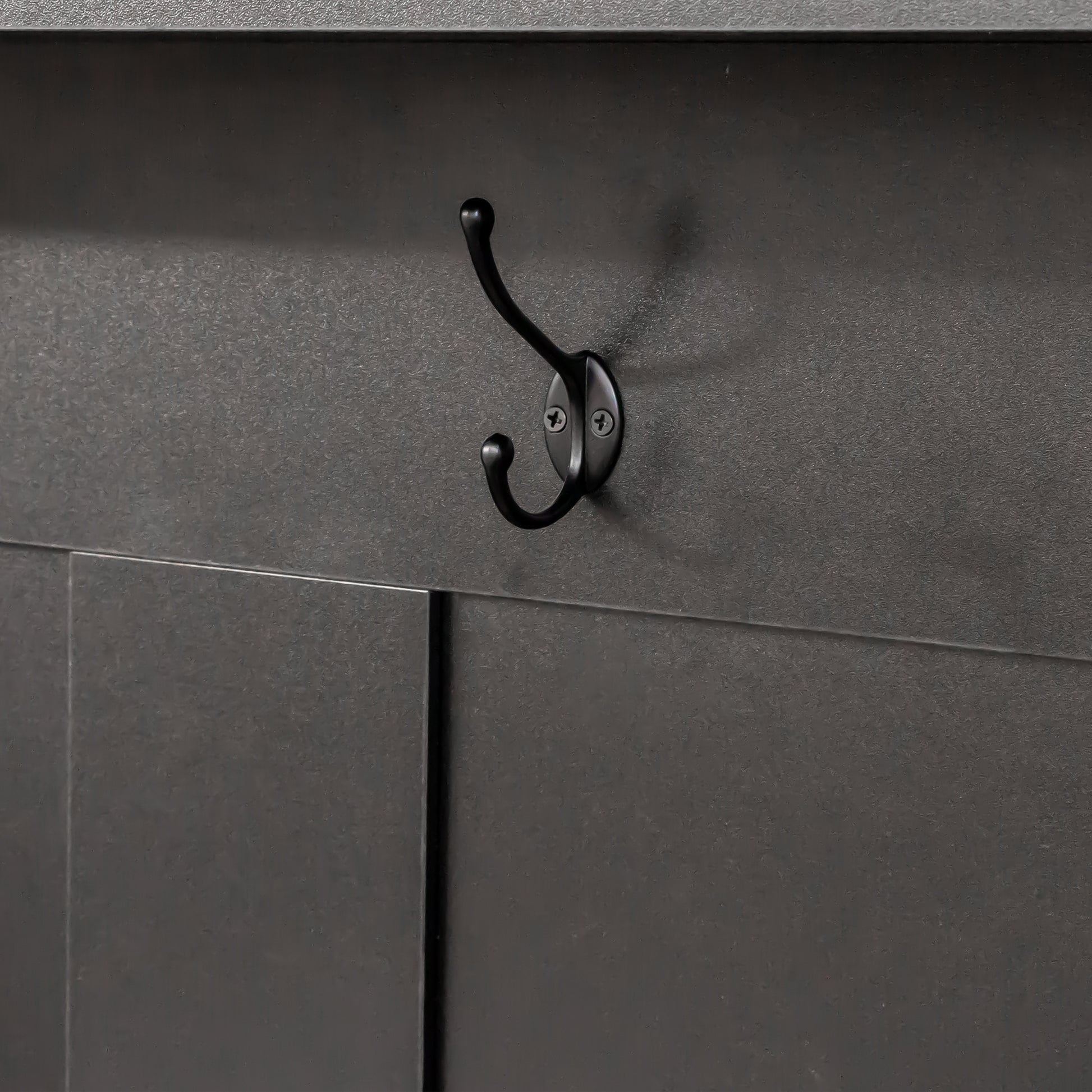 Black double coat hook with vintage design for entryway organization