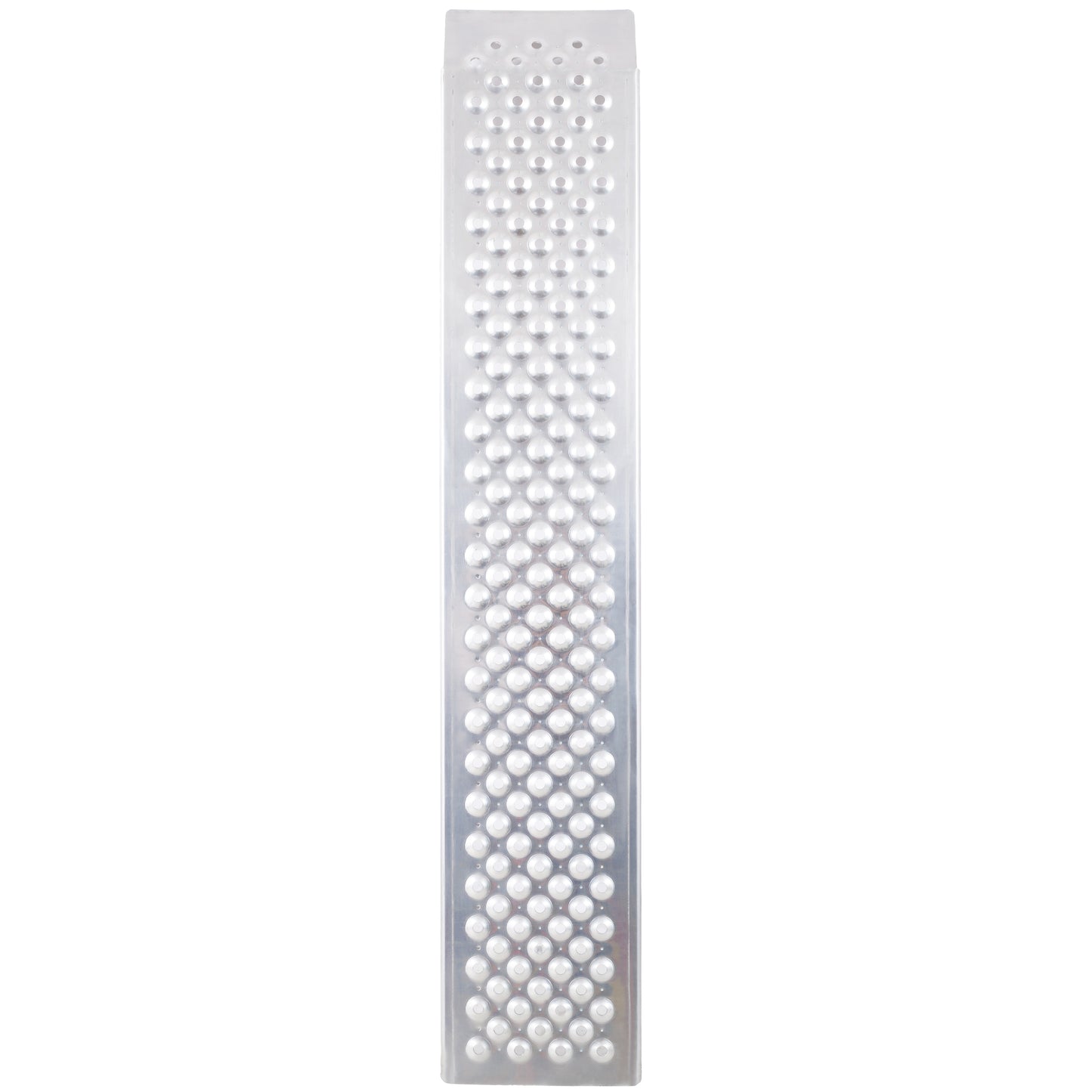 Silver metal grater with sharp raised circles for fine grating tasks