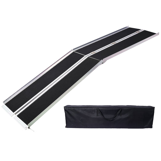 Folding aluminum ramp with black antislip surface and carrying case
