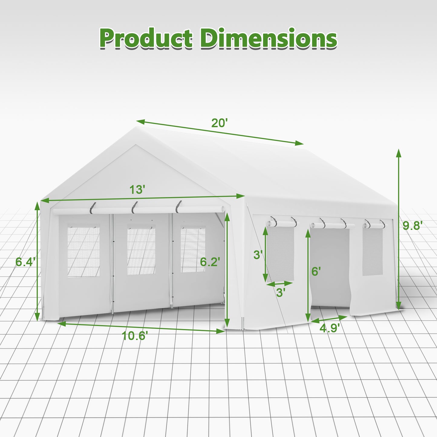 White party tent with dimensions  x  x  for outdoor events