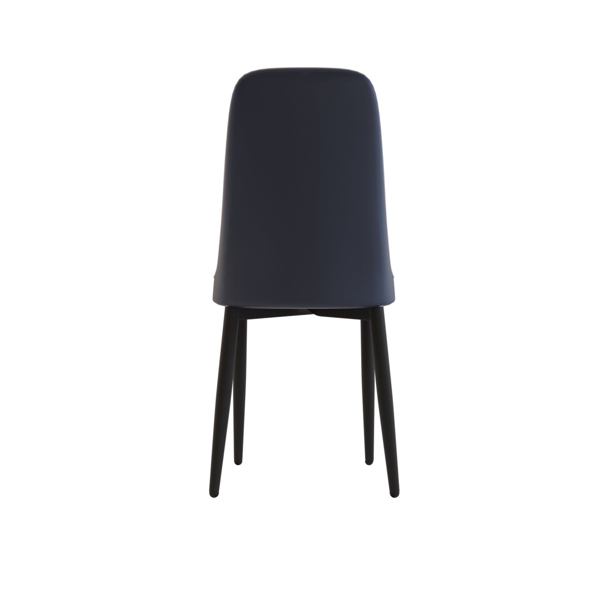Dark gray modern dining chair with black tapered legs