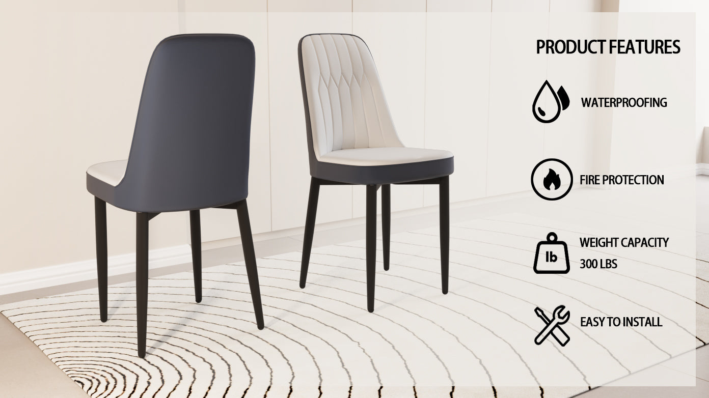 Modern dining chair with dualtone upholstery and black legs