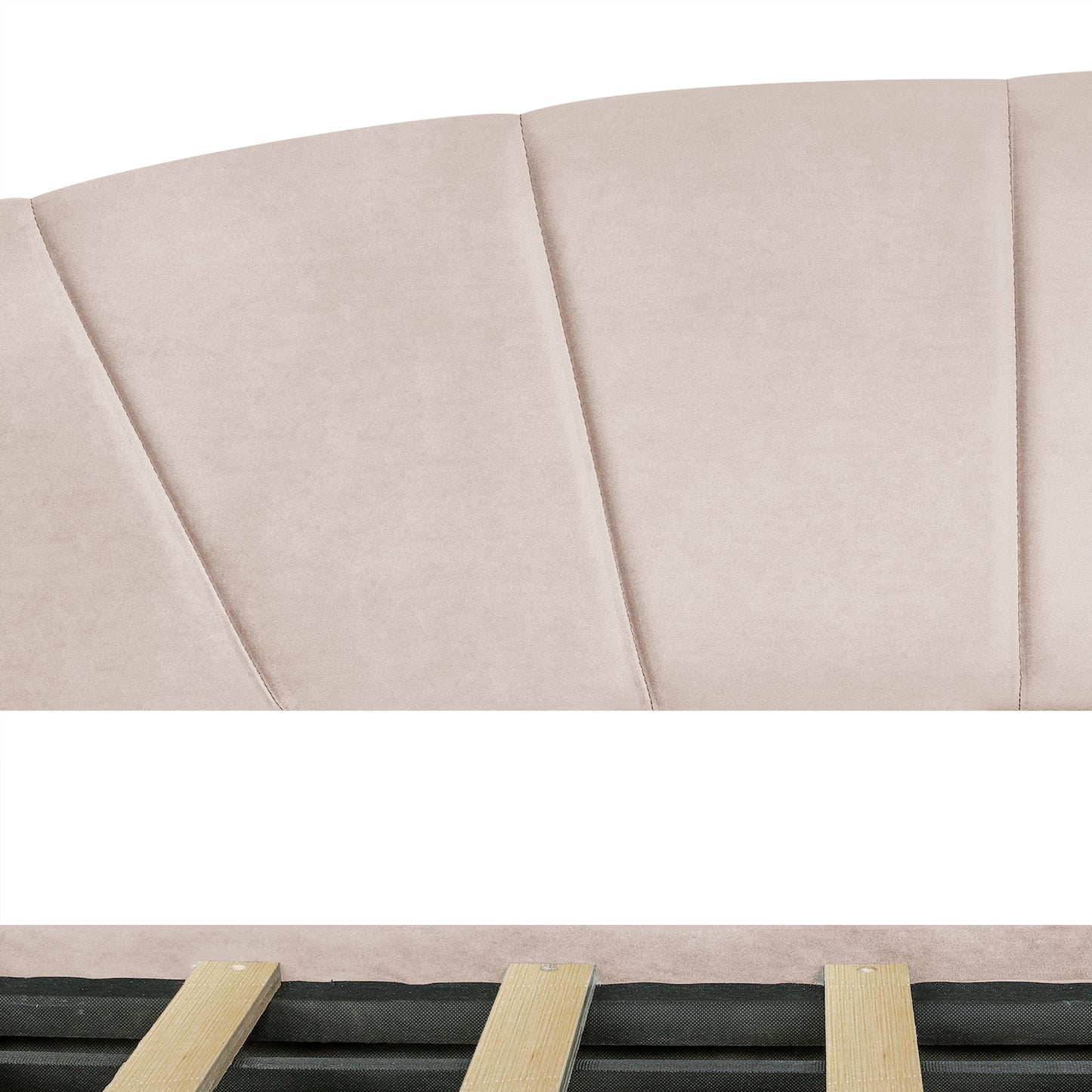 Light beige upholstered headboard with geometric stitching