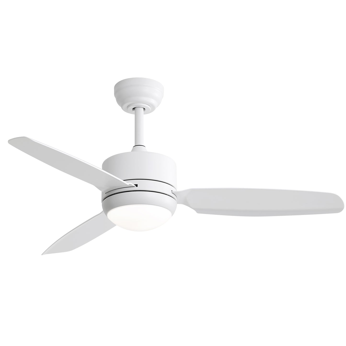 Modern white ceiling fan with integrated LED light  blades