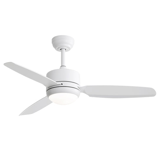 Modern white ceiling fan with integrated LED light  blades