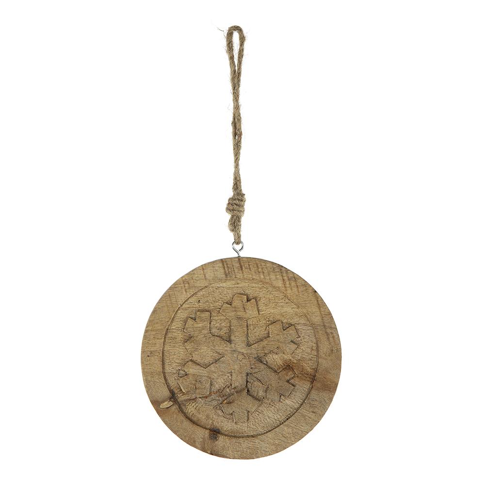 Rustic wooden snowflake ornament with jute hanger