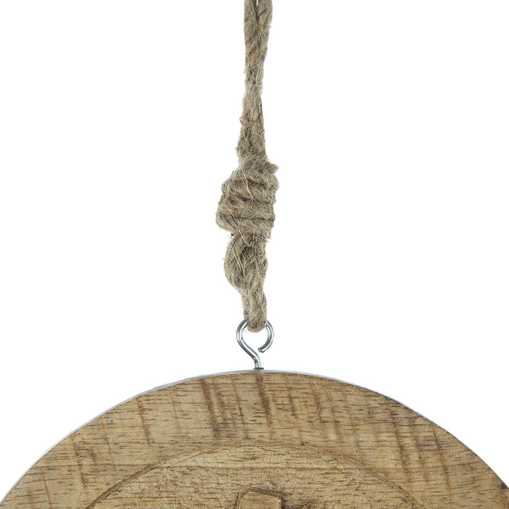 Rustic wooden wall decor with jute rope hanger