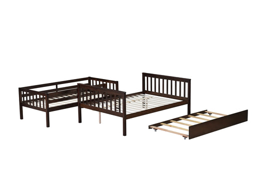 Dark brown wooden twin daybed frame with a pullout trundle
