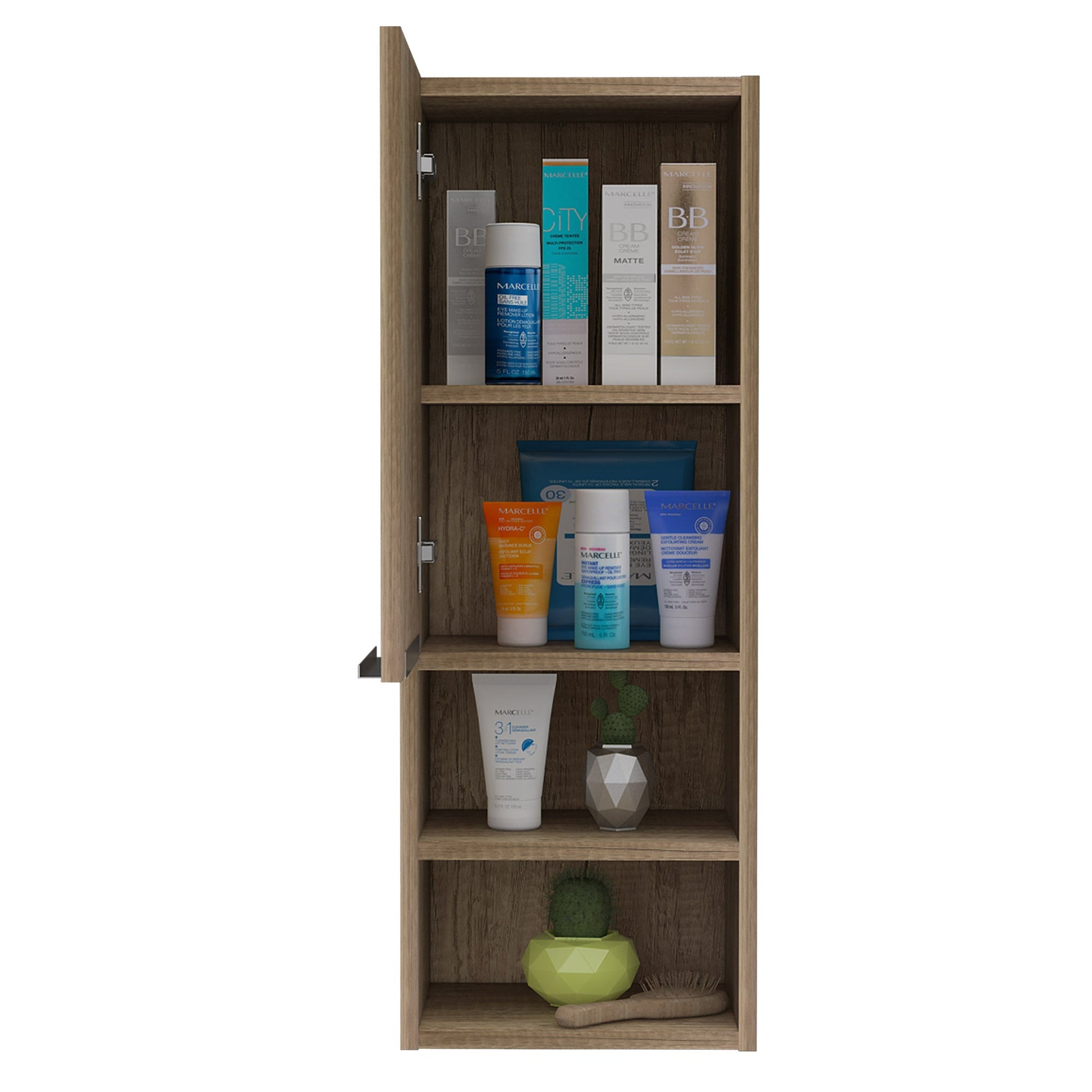 Marcelle BB Cream Golden Glow shade in a box on a wooden shelf