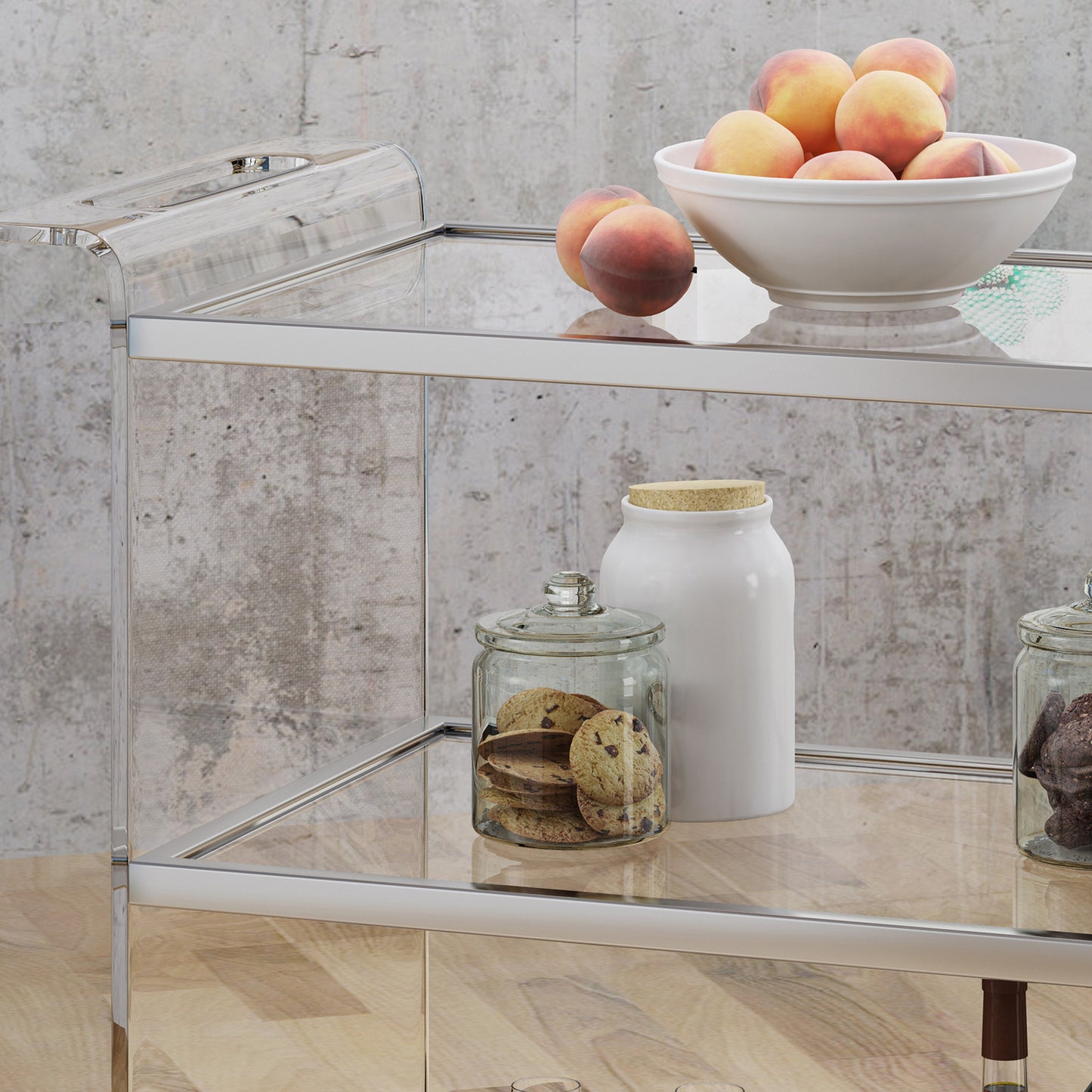 Clear glass cookie jar filled with chocolate chip cookies a kitchen pantry staple
