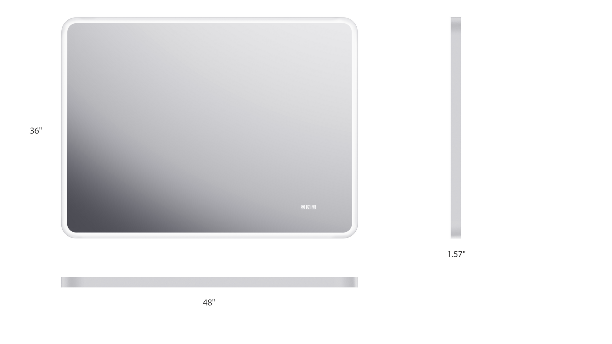 inch rectangular LED bathroom mirror with touch controls and antifog feature