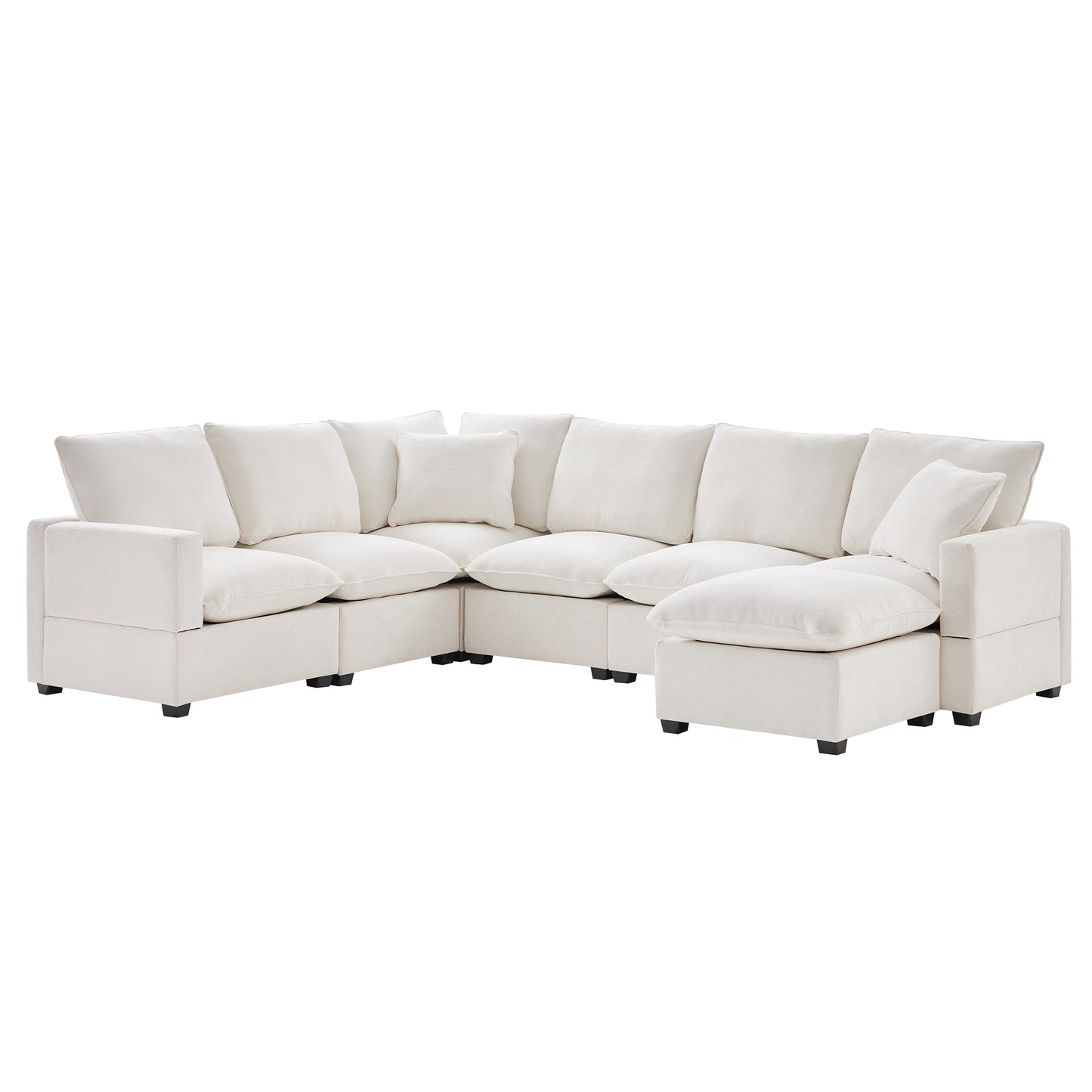 Plush cream sectional sofa with deep seating and textured fabric for modern living spaces