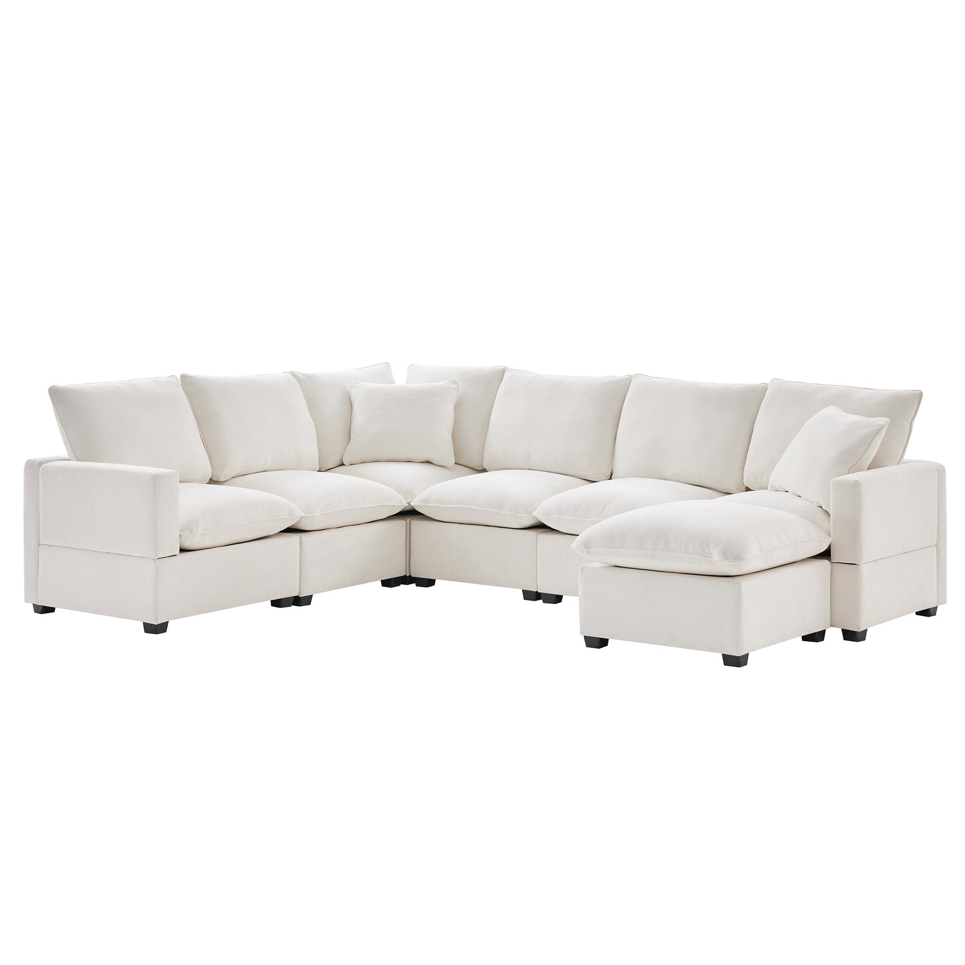 Plush cream sectional sofa with deep seating and textured fabric for modern living spaces