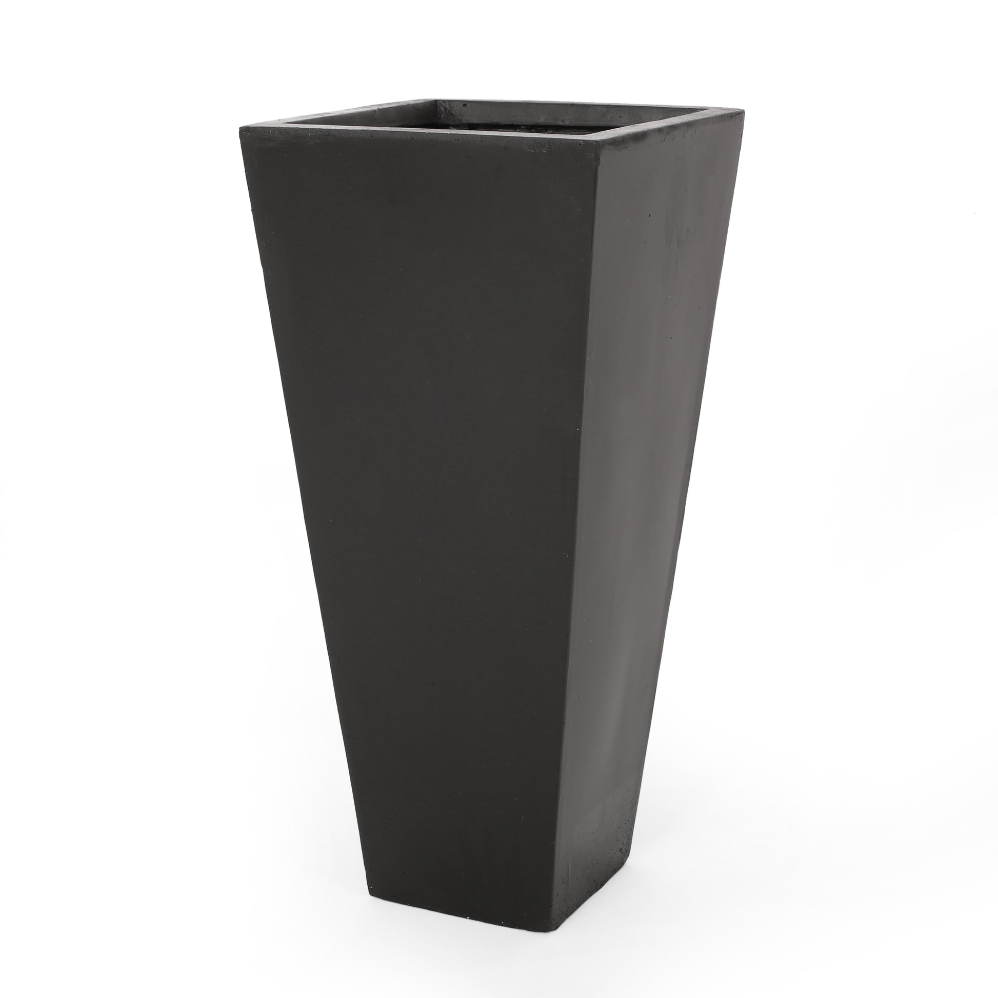 Tall black square planter modern concrete garden pot for outdoor use