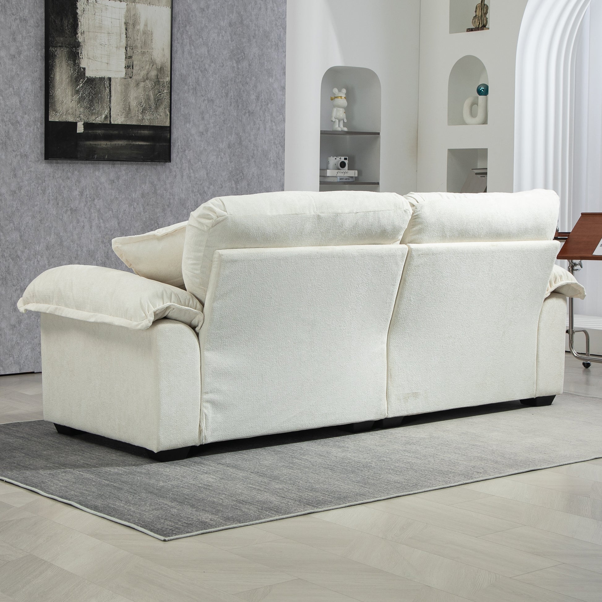 Plush cream fabric sectional sofa perfect for modern living room comfort and style