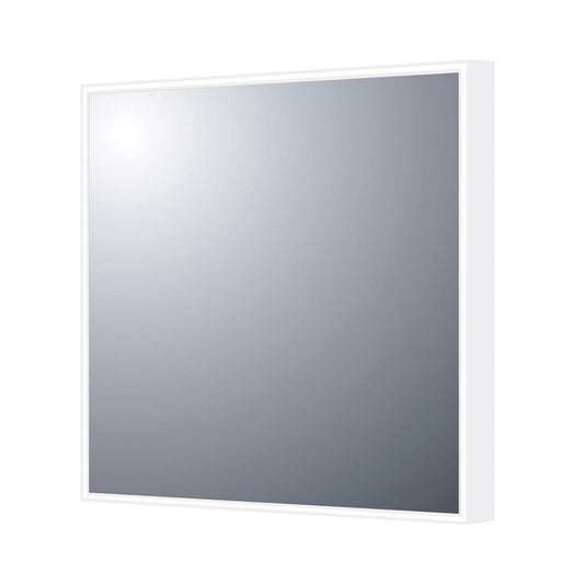Modern square bathroom mirror with slim white frame