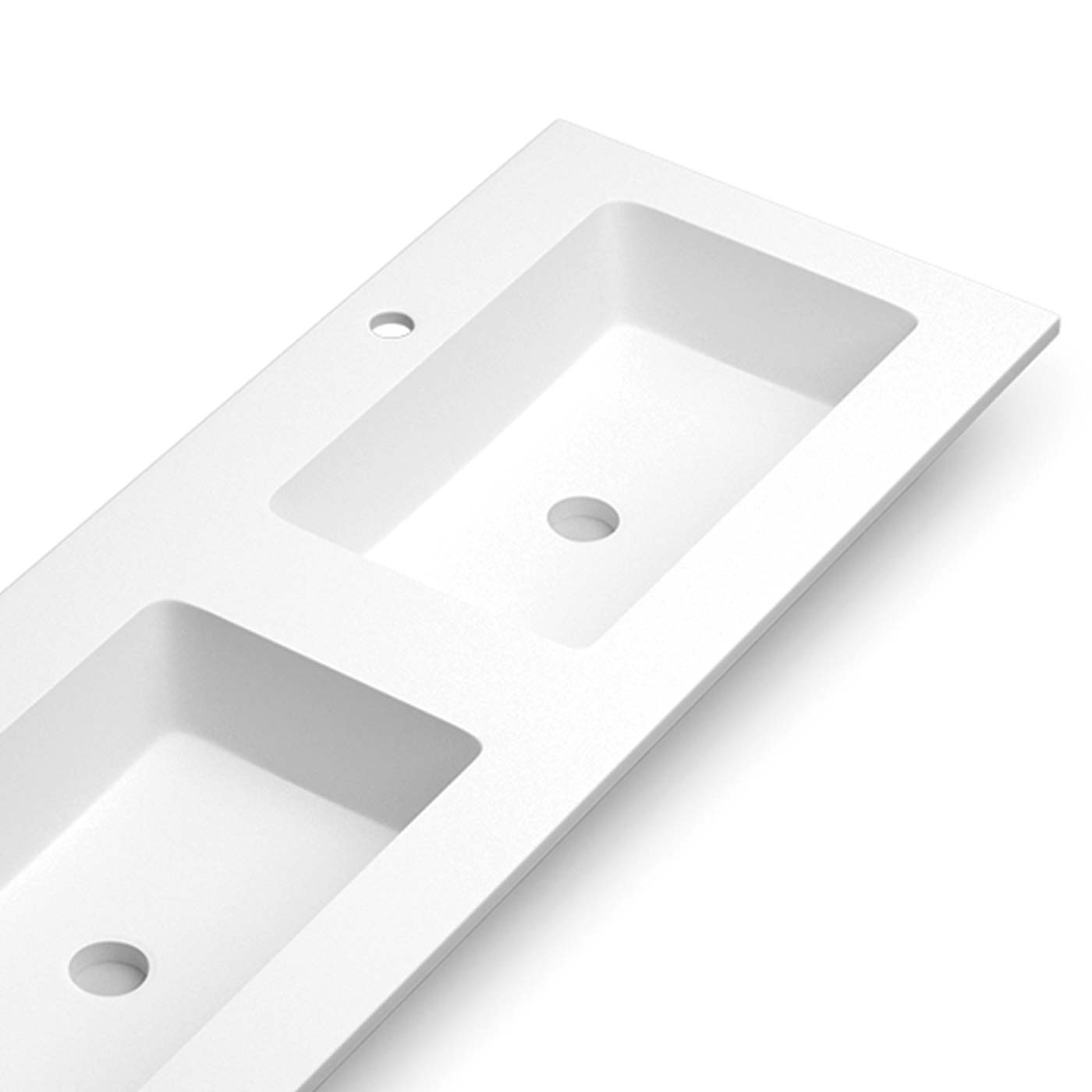 Modern white integrated double basin sink with minimalist design