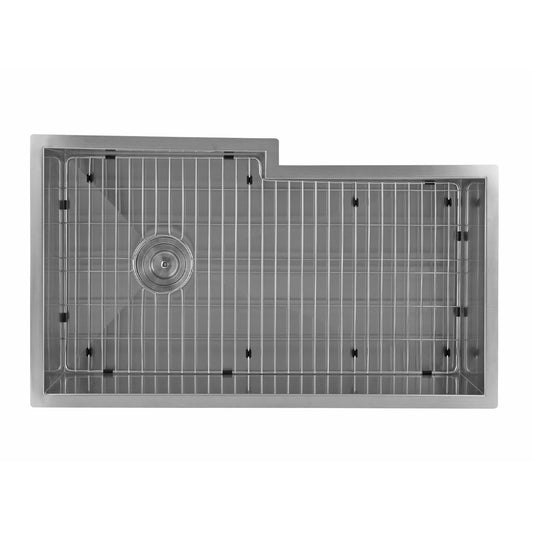 Stainless steel double bowl sink with integrated grid drainer