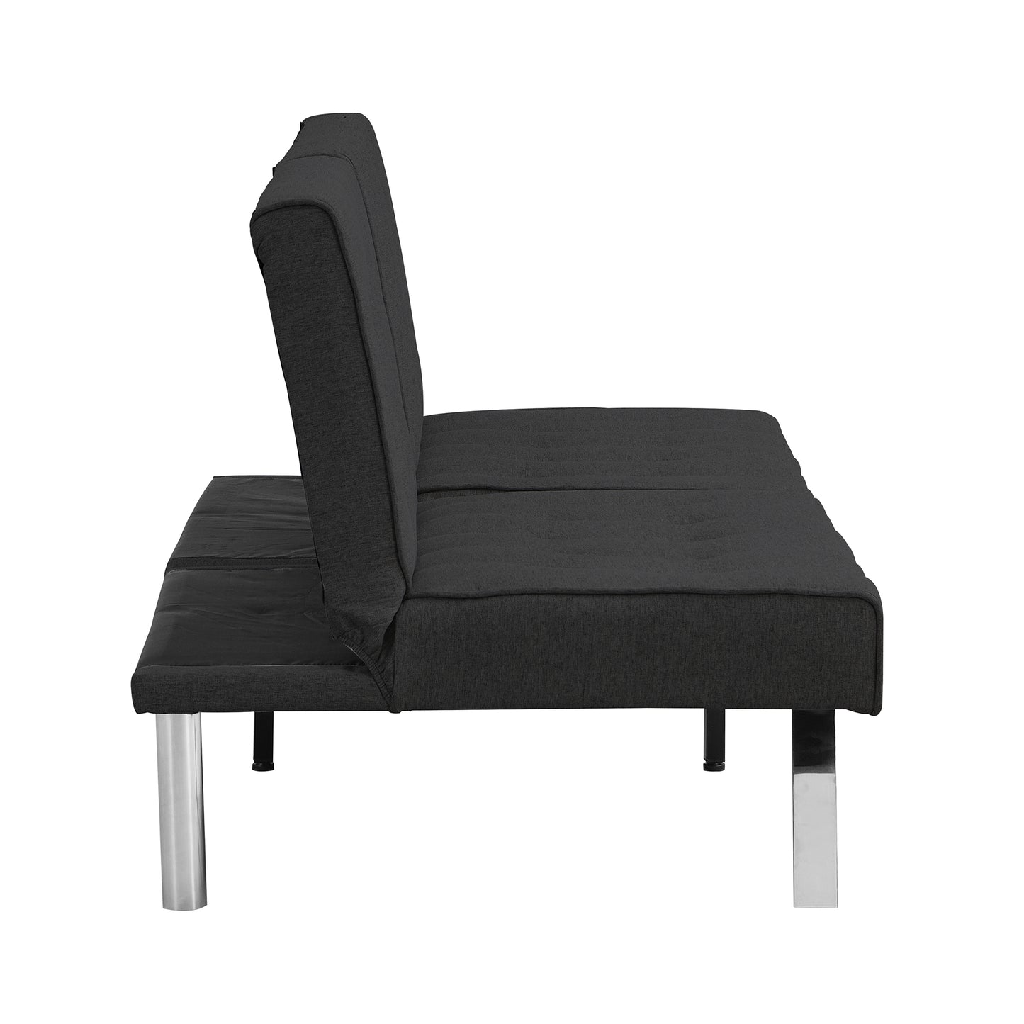 Dark gray fabric futon sofa with silver legs modern living room furniture