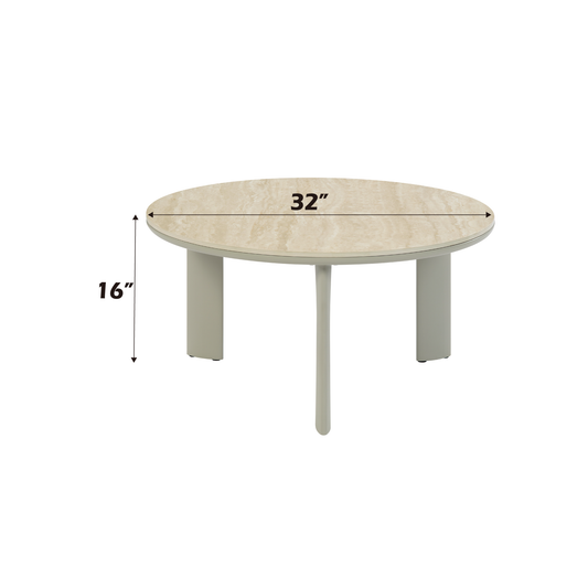 Round travertine coffee table  inches diameter  inches height modern style