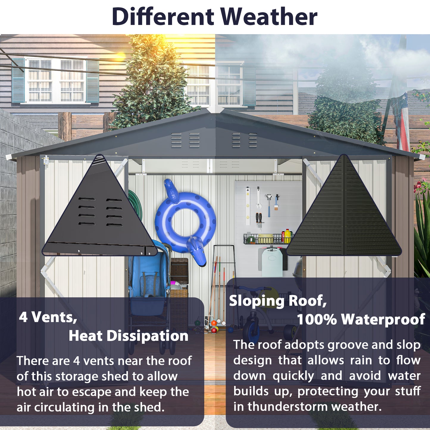 Black triangular shed vent for optimal heat dissipation and air circulation