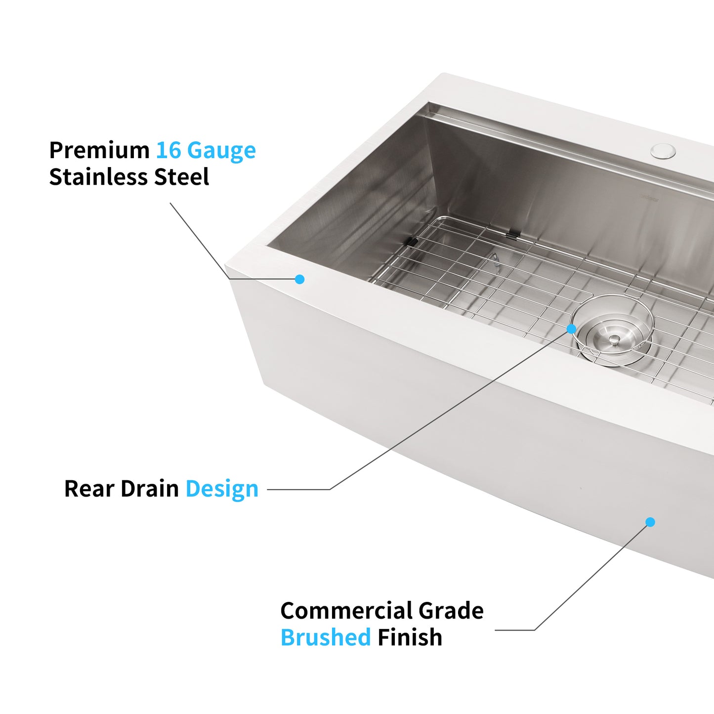 Premium  gauge stainless steel sink with rear drain design