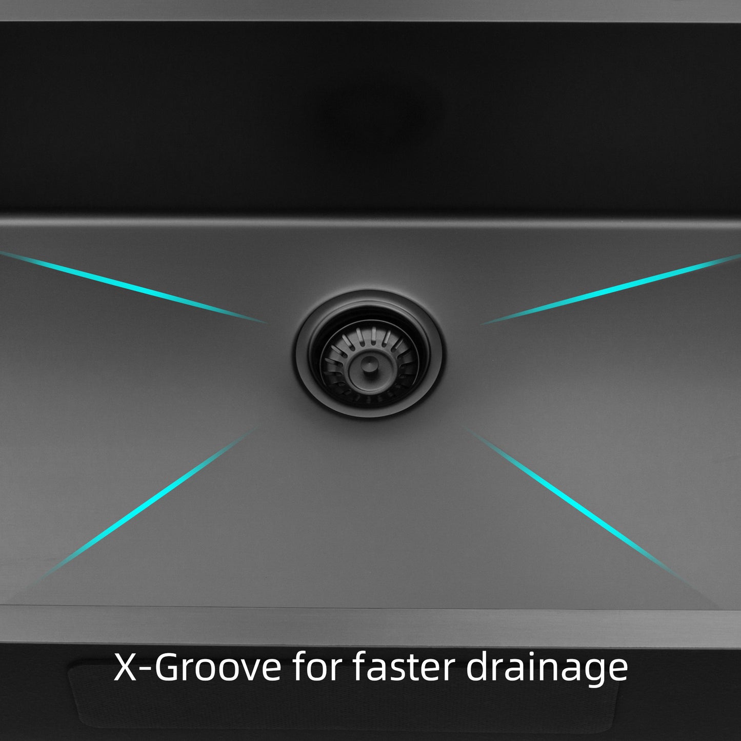 Stainless steel sink drain with Xgroove pattern for efficient water drainage