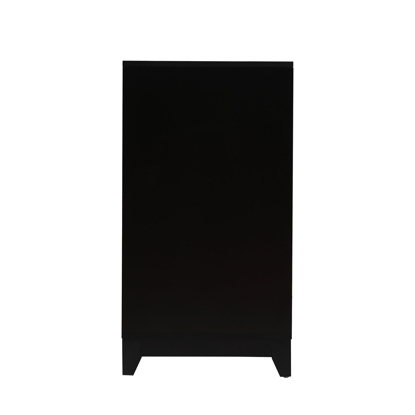 Sleek black modern dresser with clean lines and a minimalist design for bedroom storage