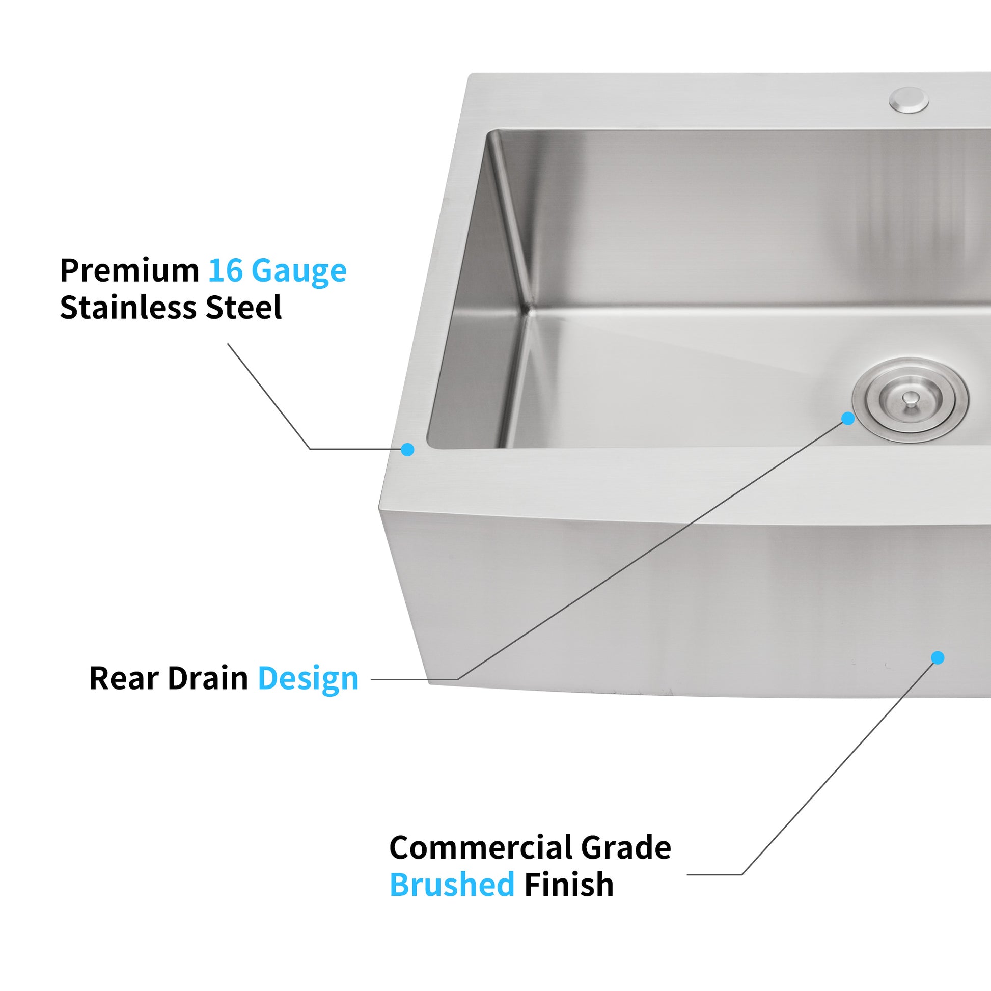 Stainless steel sink with premium  gauge construction