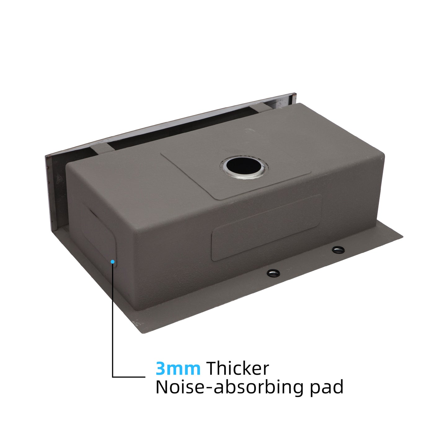 Gray undermount stainless steel sink with mm noiseabsorbing pad