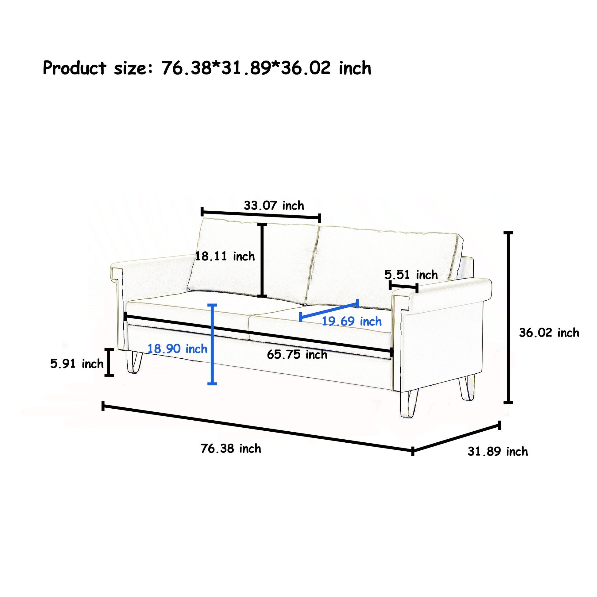 seater sofa dimensions  W x  D x  H