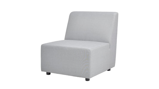 Modern light gray fabric slipper chair with square seat and back