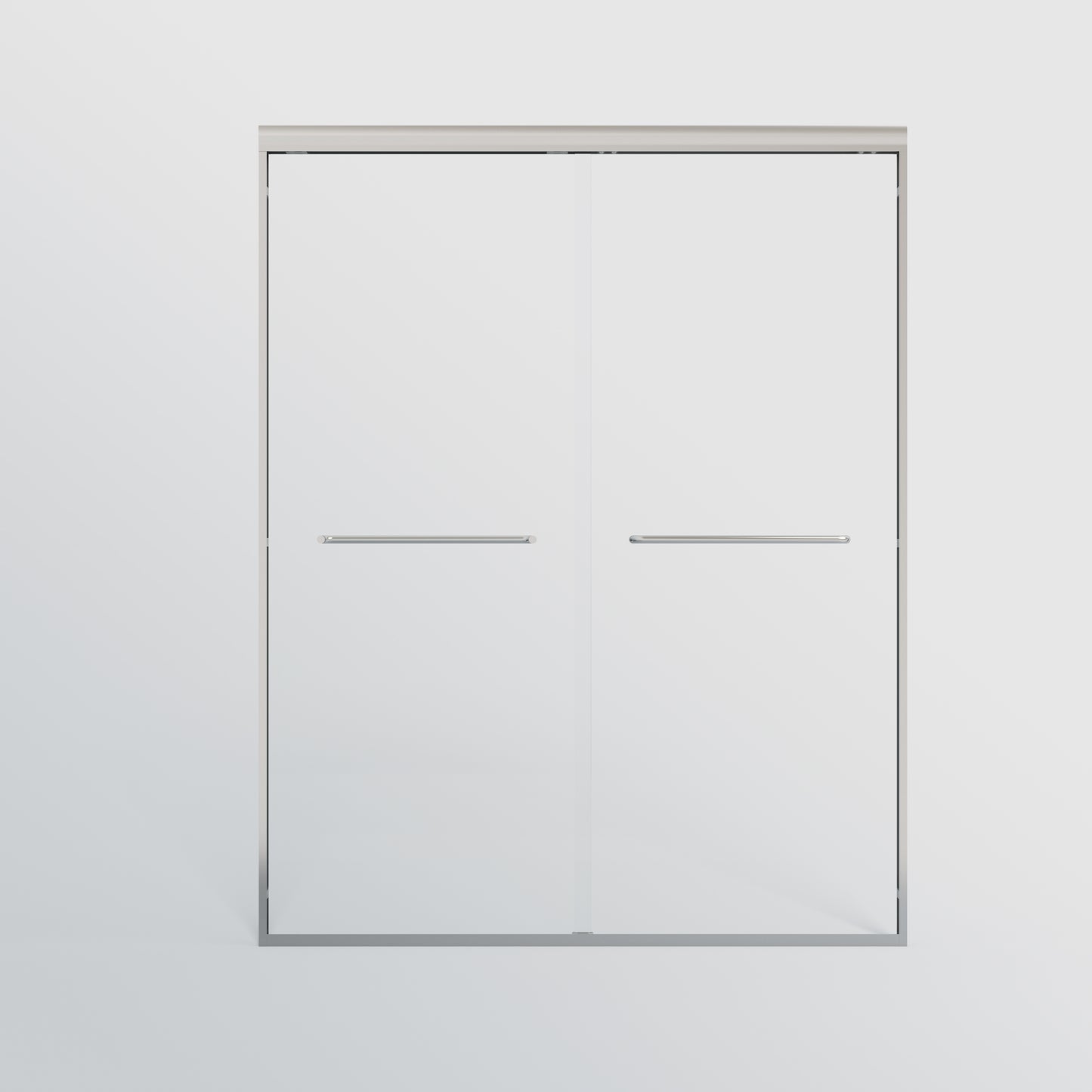 Sleek frameless glass shower door with brushed nickel hardware
