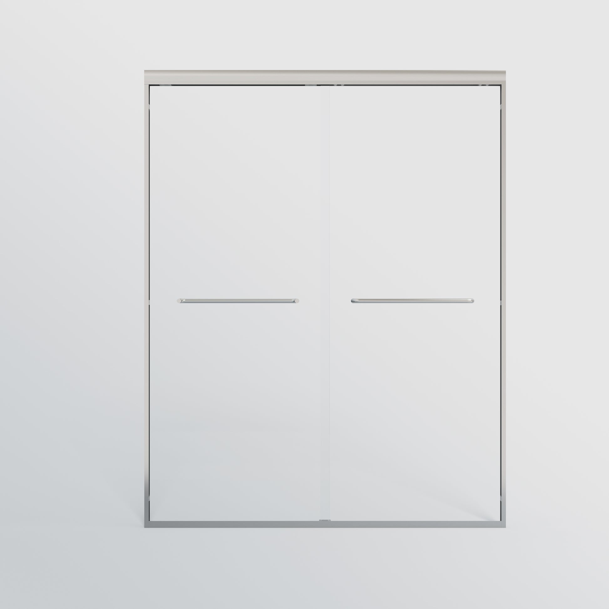 Sleek frameless glass shower door with brushed nickel hardware