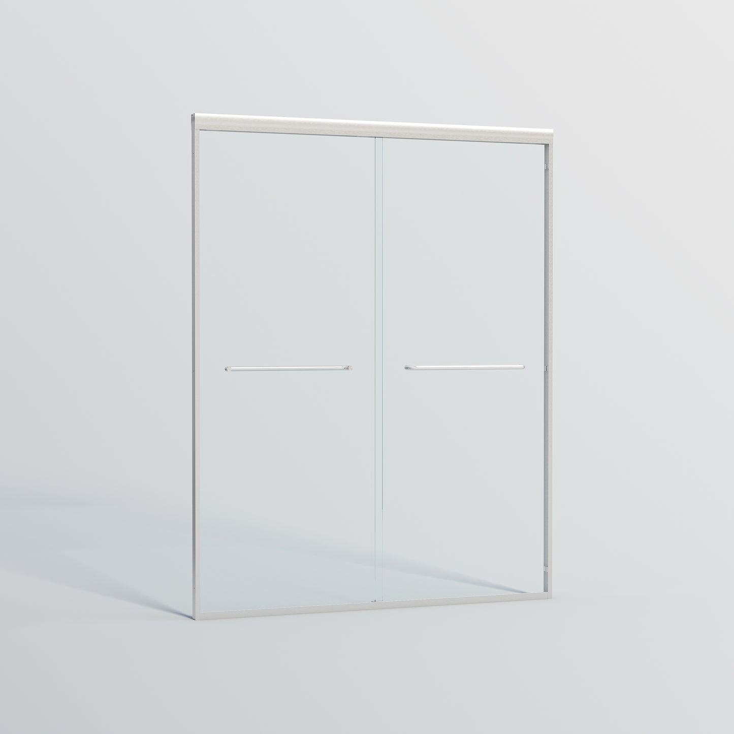 Modern frameless glass shower door with brushed nickel handles perfect for a contemporary bathroom update
