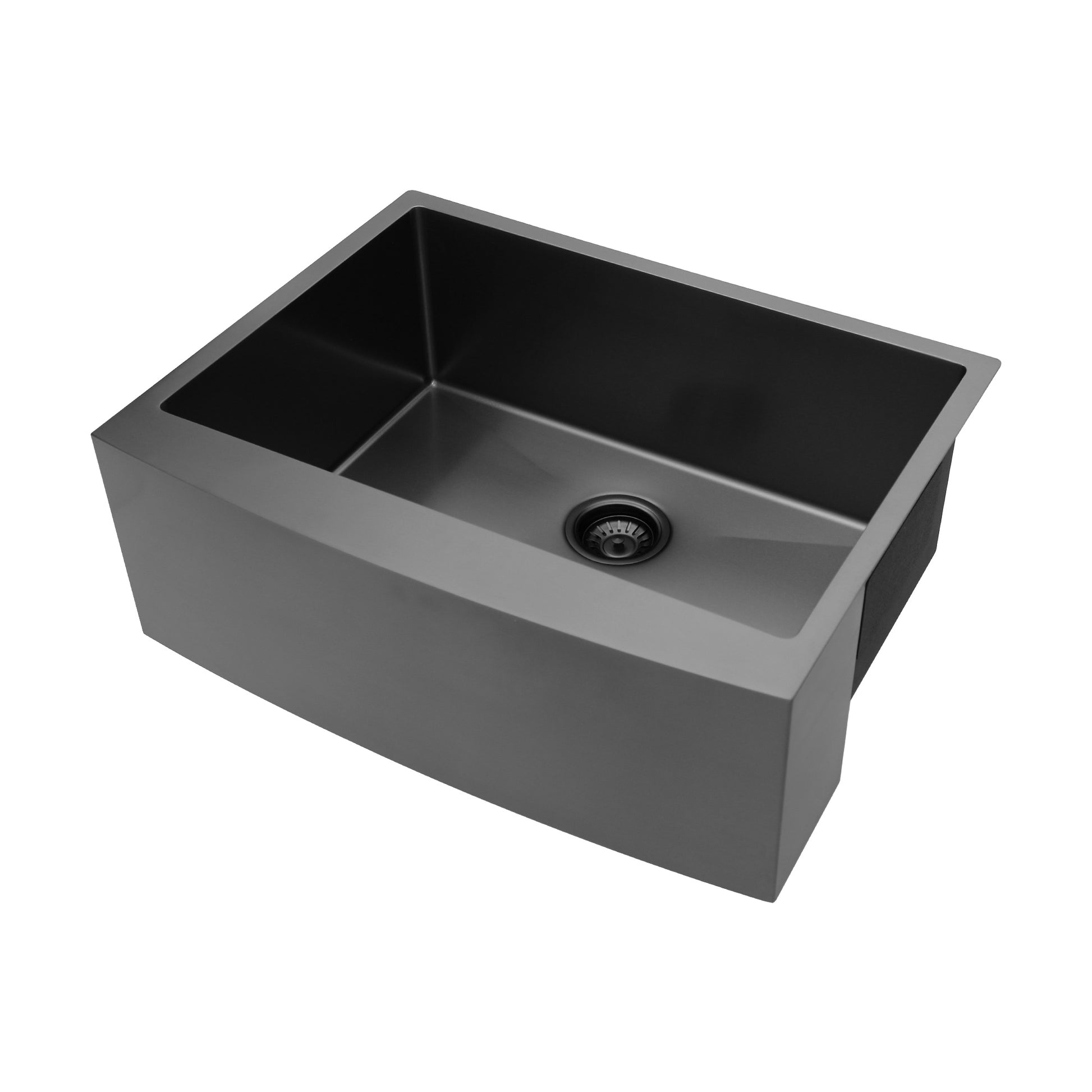 Sleek black stainless steel farmhouse sink with a single bowl perfect for modern kitchens